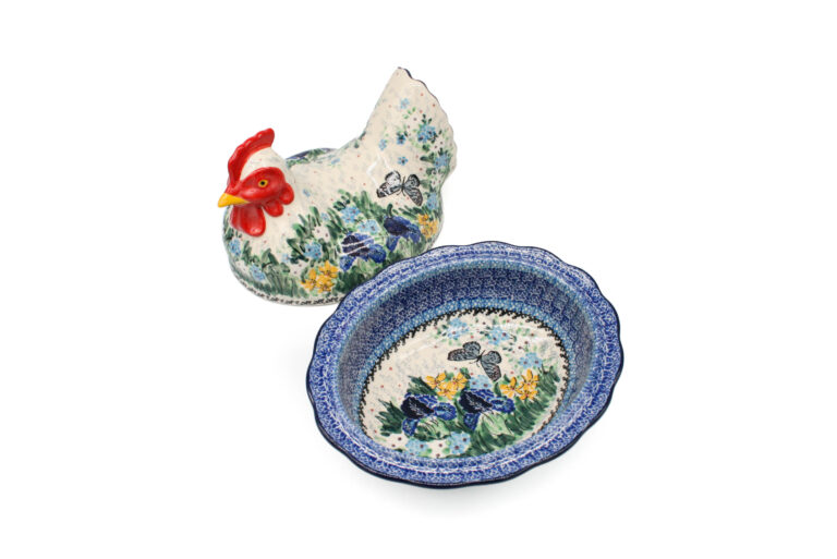 Pojemnik Kura Motyl na Kwiecistej Łące, Ceramika Bolesławiec (2) Pojemnik Kura Motyl na Kwiecistej Łące, Ceramika Bolesławiec (2)