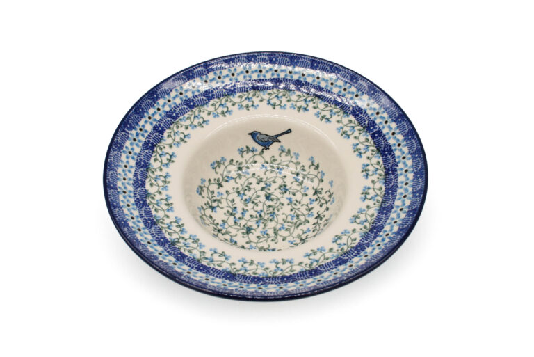 Talerz na spaghetti, wzór z Ptaszkiem, Ceramika Bolesławiec