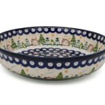 Zapiekacz niski okrągły Zimowa Wioska, Ceramika Bolesławiec (2)