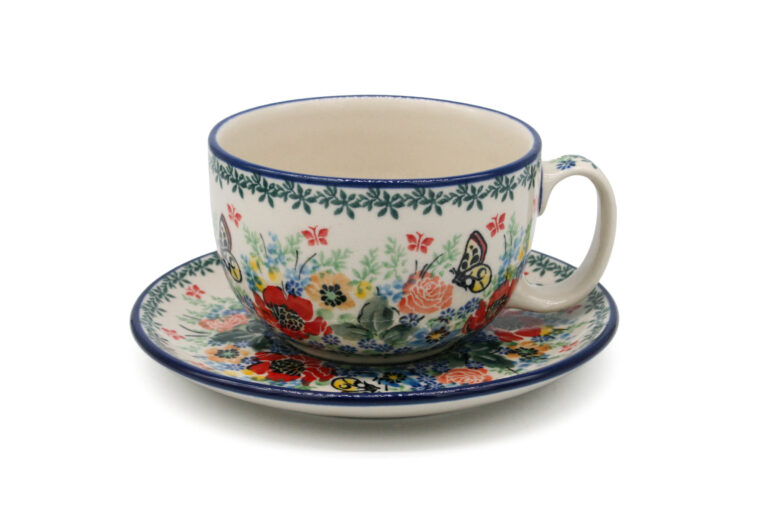 Filiżanka duża Łąka i Motyl, Ceramika Bolesławiec