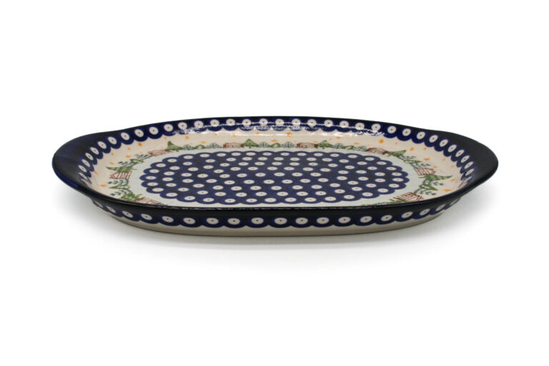 Półmisek - taca z uchwytami Zimowa Wioska, Ceramika Bolesławiec (2) Półmisek - taca z uchwytami Zimowa Wioska, Ceramika Bolesławiec (2)