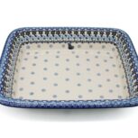 Duża forma do pieczenia Kwiaty z Niebieskim Motylkiem, Ceramika Bolesławiec