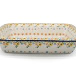 Duża forma do pieczenia Żółte i Pomarańczowe Kwiatuszki, Ceramika Bolesławiec (2)