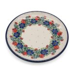 Mały talerz deserowy Róże i Niebieskie Kwiatuszki, Ceramika Bolesławiec