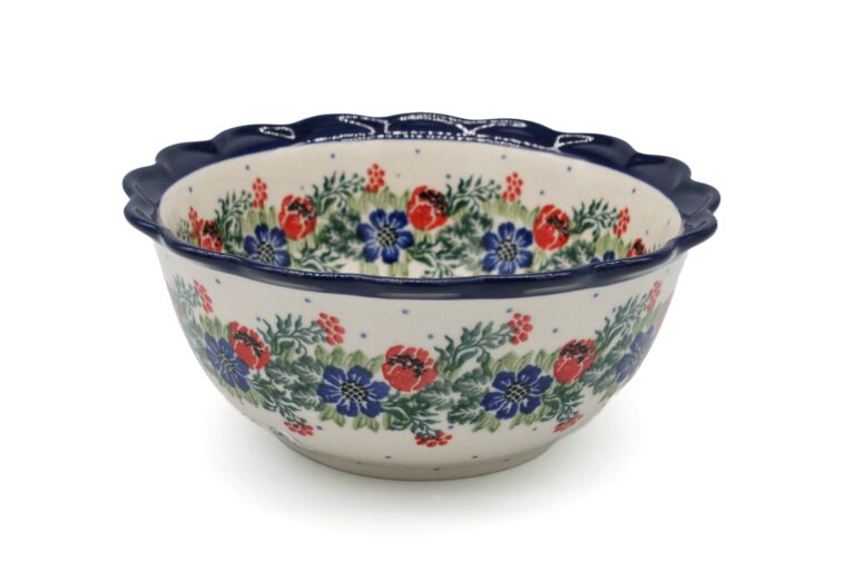 Miska z falbaną Róże i Niebieskie Kwiatuszki, Ceramika Bolesławiec (2) Miska z falbaną Róże i Niebieskie Kwiatuszki, Ceramika Bolesławiec (2)