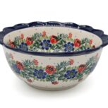 Miska z falbaną Róże i Niebieskie Kwiatuszki, Ceramika Bolesławiec (2)