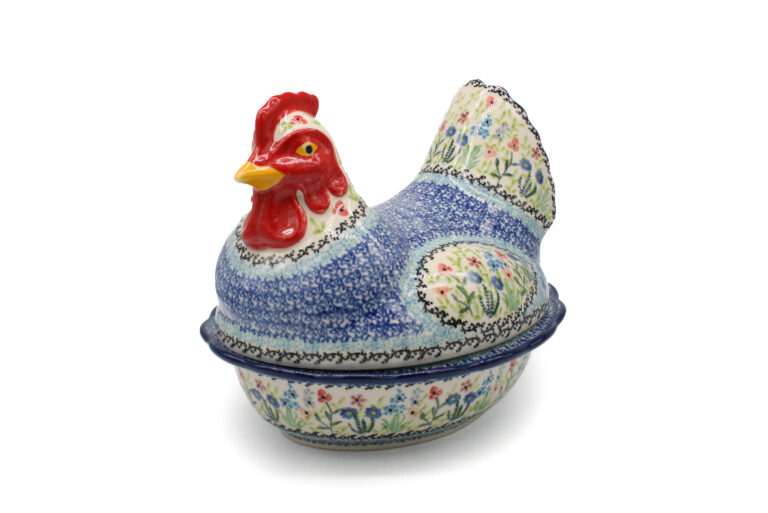 Pojemnik Kura Kolorowa Wiosenna Łąka, Ceramika Bolesławiec