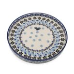 Półmisek z rantem Kwiaty z Niebieskim Motylkiem, Ceramika Bolesławiec