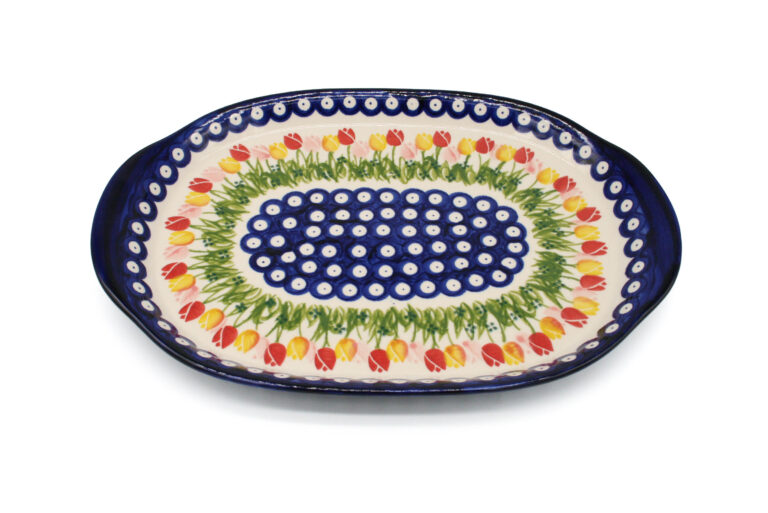 Półmisek – taca z uchwytami Tulipany, Ceramika Bolesławiec