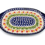 Półmisek – taca z uchwytami Tulipany, Ceramika Bolesławiec