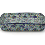 Średni zapiekacz prostokątny, wzór Zielono - Niebieski, Ceramika Bolesławiec (2)