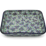 Średni zapiekacz prostokątny, wzór Zielono - Niebieski, Ceramika Bolesławiec