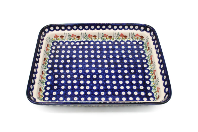 Zapiekacz prostokątny Kropki i Grzybki, Ceramika Bolesławiec