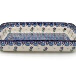 Zapiekacz prostokątny Niebieskie Kropki i Kwiatuszki, Ceramika Bolesławiec (2)