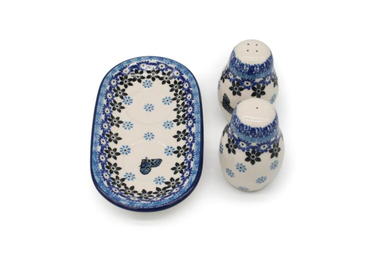 Zestaw do przypraw Kwiaty z Niebieskim Motylkiem, Ceramika Bolesławiec (2) Zestaw do przypraw Kwiaty z Niebieskim Motylkiem, Ceramika Bolesławiec (2)