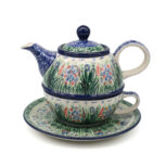Komplet okrągły czajniczek z filiżanką Leśna Polana, Ceramika Bolesławiec