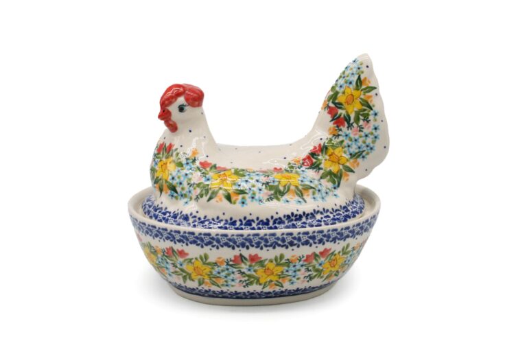 Mały pojemnik - kura Żonkile, Ceramika Bolesławiec