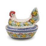 Mały pojemnik - kura Żonkile, Ceramika Bolesławiec
