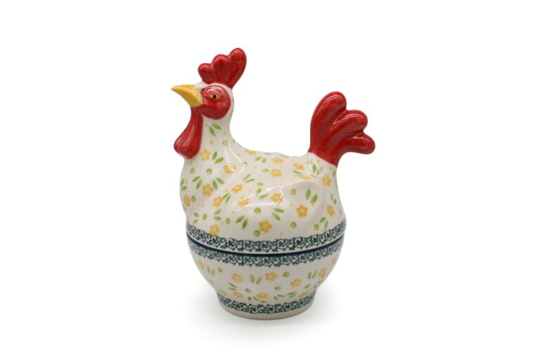 Pojemnik Kogut Drobne Żółte Kwiatuszki, Ceramika Bolesławiec