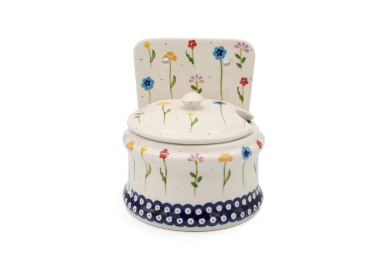 Pojemnik na sól z pokrywką Delikatne Kwiaty, Ceramika Bolesławiec