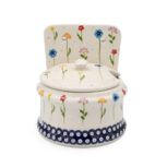 Pojemnik na sól z pokrywką Delikatne Kwiaty, Ceramika Bolesławiec