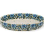 Uniwersalny zapiekacz owalny z uszami Niebieski Kwiatowy Wianuszek, Ceramika Bolesławiec (2)