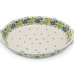 Uniwersalny zapiekacz owalny z uszami Radosne Kwiatuszki, Ceramika Bolesławiec