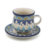 Baryłka ze spodeczkiem na espresso Gwiazdki i Kwiatuszki, Ceramika Bolesławiec