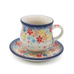 Baryłka ze spodeczkiem na espresso Letnie Kwiatuszki, Ceramika Bolesławiec