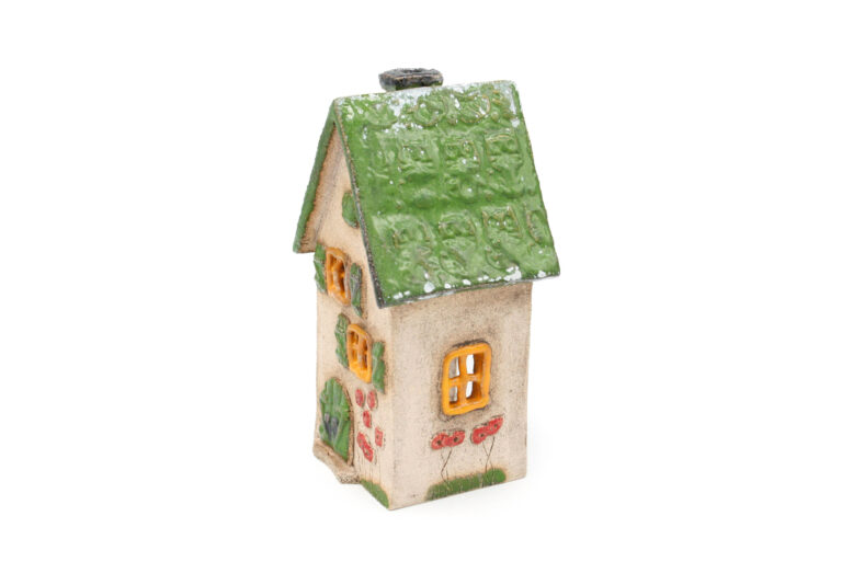 Domek ceramiczny na świeczkę - Zielony dach 4 (2) Domek ceramiczny na świeczkę - Zielony dach 4 (2)