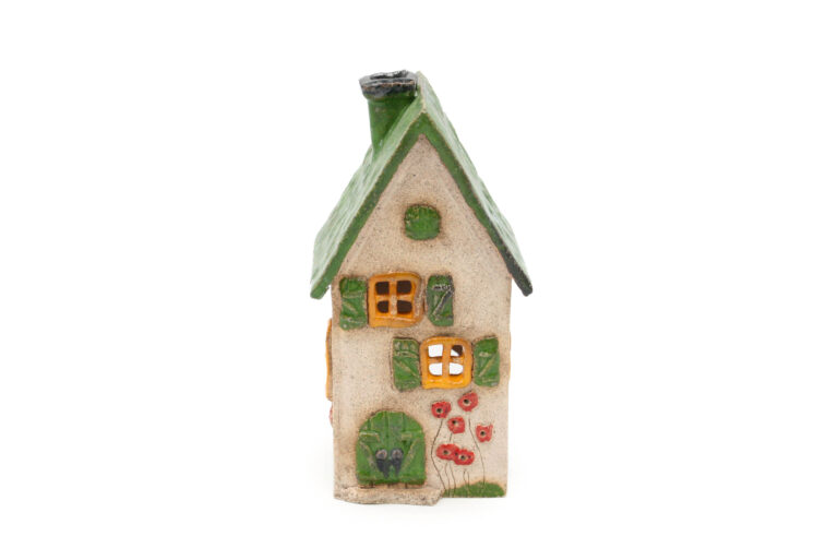 Domek ceramiczny na świeczkę - Zielony dach 4