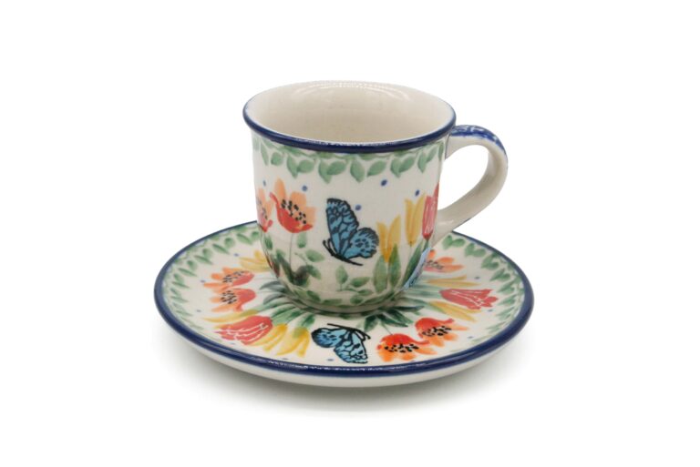Filiżanka espresso Motyl i Kwiecie, Ceramika Bolesławiec