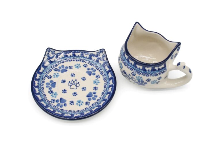 Kocia filiżanka ze spodkiem, wzór Koty 2, Ceramika Bolesławiec (2) Kocia filiżanka ze spodkiem, wzór Koty 2, Ceramika Bolesławiec (2)