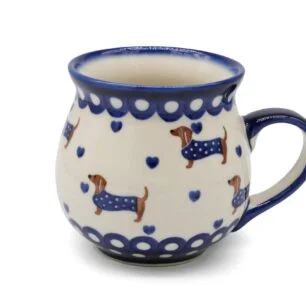 Kubek beczułka Pieski - Jamniki, Ceramika Bolesławiec