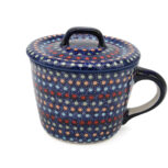 Smalcówka z pokrywką Kolorowe Kropeczki - 400 ml, Ceramika Bolesławiec