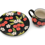 Unikatowy komplet kubek i talerz Ciemna Wiśnia, Ceramika Bolesławiec (2)