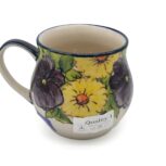 Unikatowy kubek Fioletowe i Żółte Kwiaty, Ceramika Bolesławiec (2)