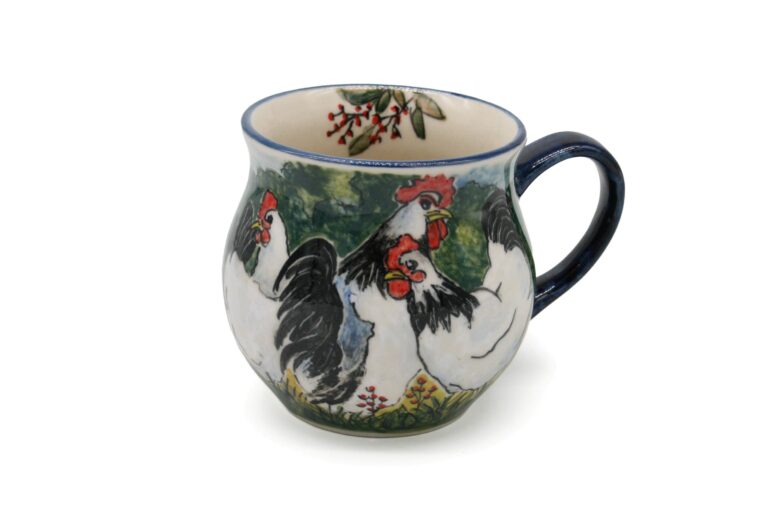 Unikatowy kubek Kury w Ogrodzie, Ceramika Bolesławiec