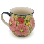 Unikatowy kubek Różowe, Żółte i Czerwone Kwiatuszki, Ceramika Bolesławiec (2)