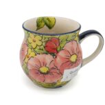 Unikatowy kubek Różowe, Żółte i Czerwone Kwiatuszki, Ceramika Bolesławiec