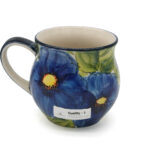 Unikatowy kubek Żółty Ptaszek i Granatowe Kwiaty, Ceramika Bolesławiec (2)