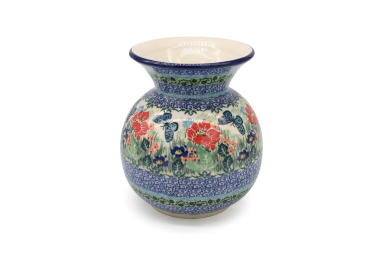 Wazon duży Motyl i Czerwone Kwiaty, Ceramika Bolesławiec