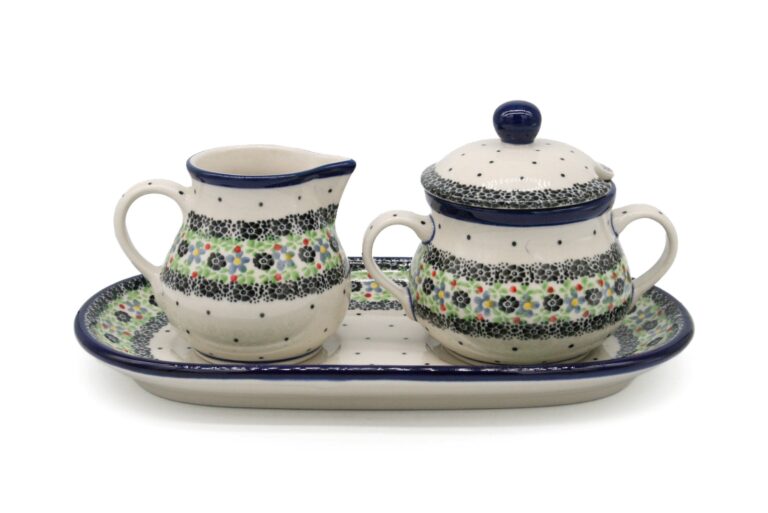Zestaw cukierniczka i mlecznik Malutkie Kwiatuszki, Ceramika Bolesławiec