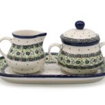 Zestaw cukierniczka i mlecznik Malutkie Kwiatuszki, Ceramika Bolesławiec