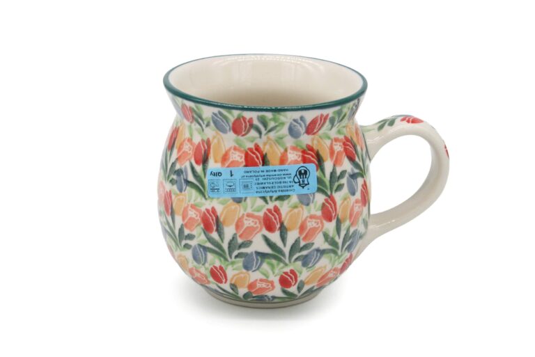 Bardzo duży kubek baryłka 500 ml, wzór Holenderskie Tulipany, Ceramika Bolesławiec
