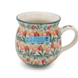 Bardzo duży kubek baryłka 500 ml, wzór Holenderskie Tulipany, Ceramika Bolesławiec