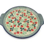 Talerz termoodporny na pizzę Truskaweczki, Ceramika Bolesławiec