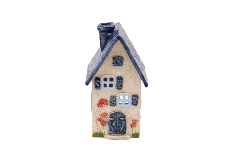 Domek ceramiczny na świeczkę – Granatowy dach 2