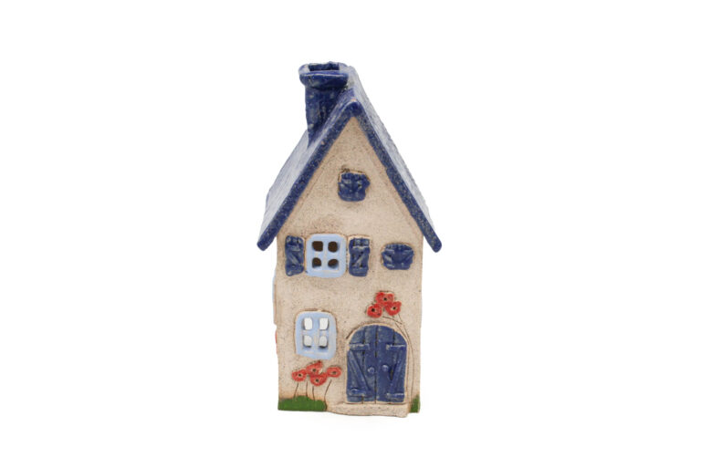 Domek ceramiczny na świeczkę – Granatowy dach 3