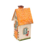 Domek ceramiczny na świeczkę – Pomarańczowy dach 2 (2)